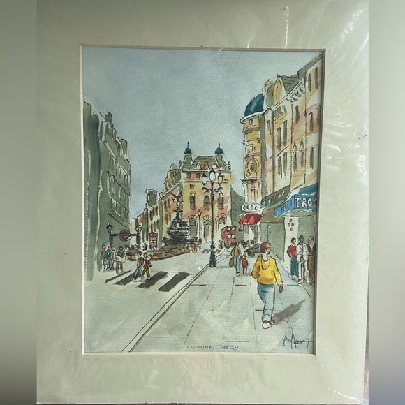 Original Watercolor Painting Piccadilly Coventry Street London 2009 Anne Murray - Picture 2 of 9